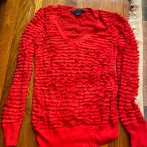 Textured red v neck sweater by French connection